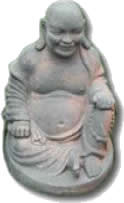 Old stone feature smiling budha